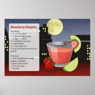 Strawberry Daiquiri Cocktail Rezept Poster