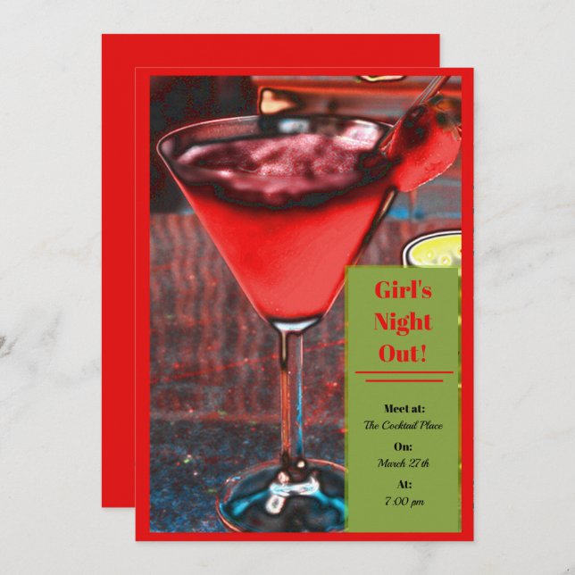 Strawberry Daiquiri Einladung (Vorne/Hinten)