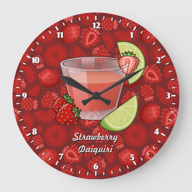 Strawberry Daiquiri Large Clock Große Wanduhr (Vorderseite)