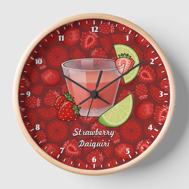 Strawberry Daiquiri Large Clock Uhr (Vorderseite)