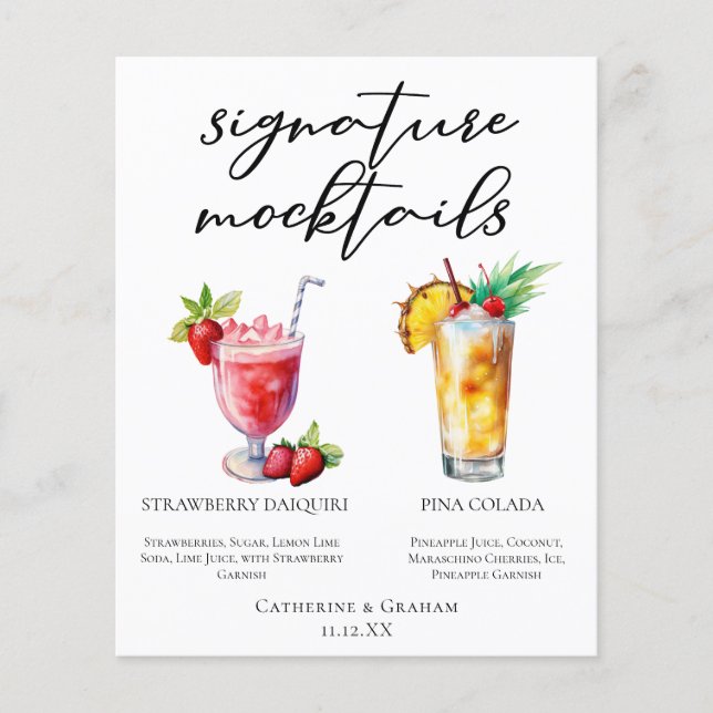 Strawberry Daiquiri Piña Colada Mocktails Menü (Vorderseite)