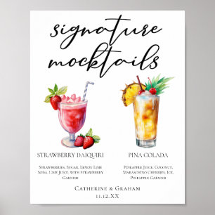 Strawberry Daiquiri Piña Colada Mocktails Menü Poster