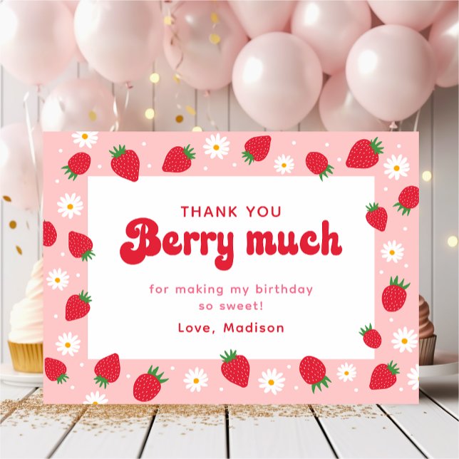 Strawberry Daisy Birthday Vielen Dank Dankeskarte (Von Creator hochgeladen)