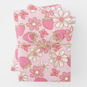 Strawberry Daisy Pattern Geschenkpapier Set