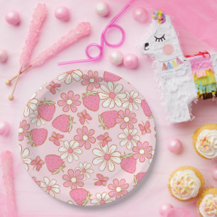 Strawberry Daisy Pattern Pappteller