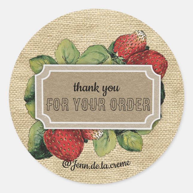 Strawberry Danke, Catering Runder Aufkleber (Vorderseite)