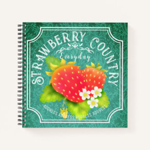 Strawberry Dark Aquamarin Frame Notebook Notizbuch