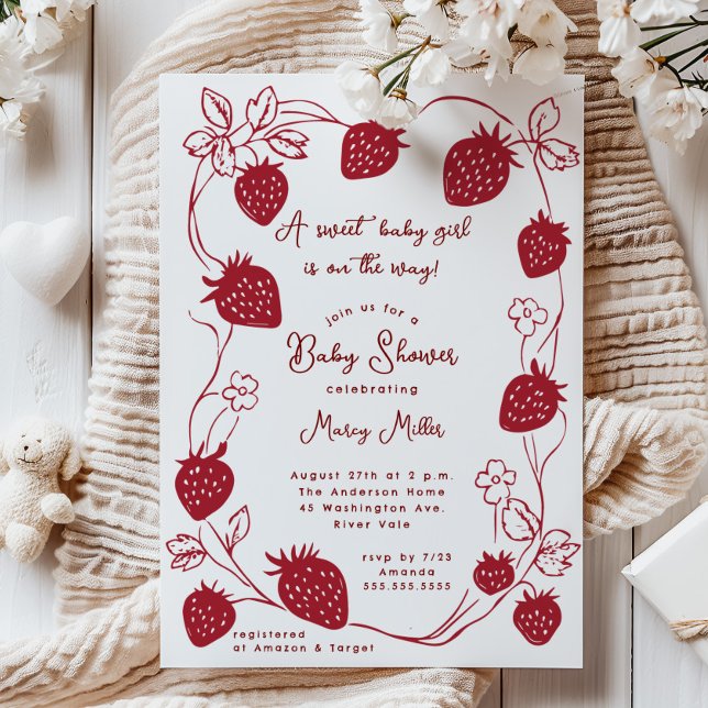 Strawberry Delight Baby Dusche Einladung (Von Creator hochgeladen)