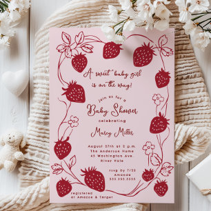 Strawberry Delight Baby Dusche Einladung