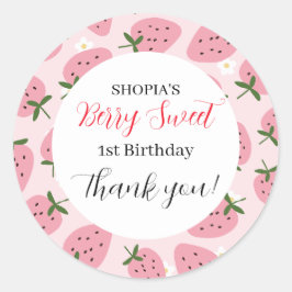 Strawberry Delight Erster Geburtstag Runder Aufkleber