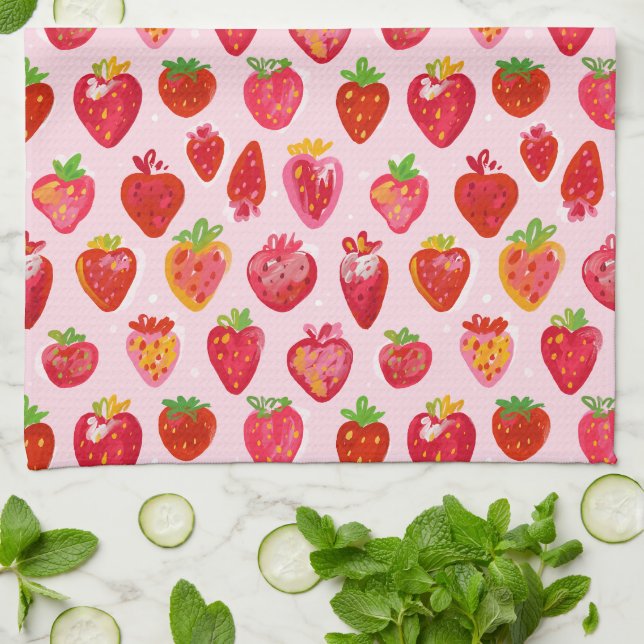 Strawberry Delight Pattern Geschirrtuch (Gefaltet)