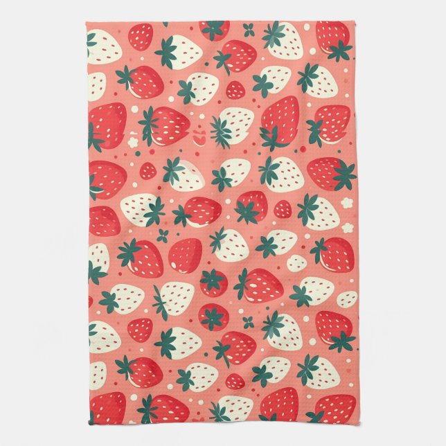 Strawberry Delight Pattern Geschirrtuch (Vertikal)