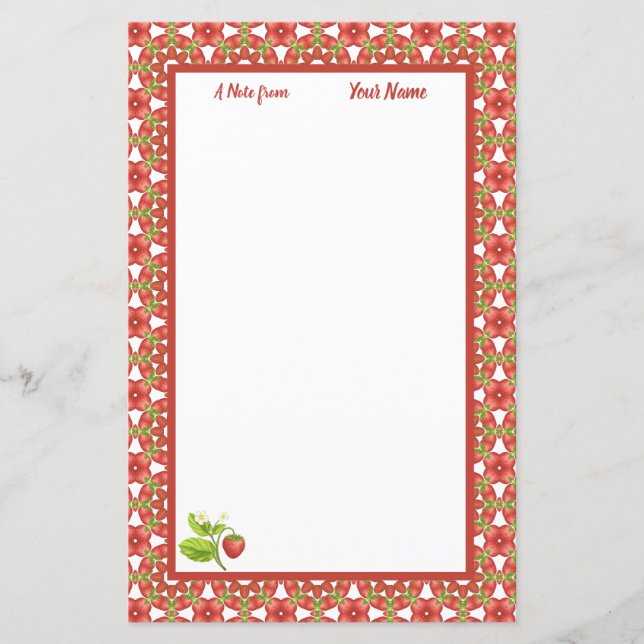 Strawberry Delight Personalisiert Stationery (Vorderseite)