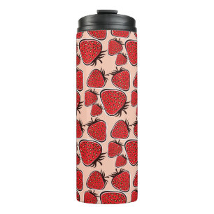 Strawberry Delight: Vintager Musterarm. Thermosbecher