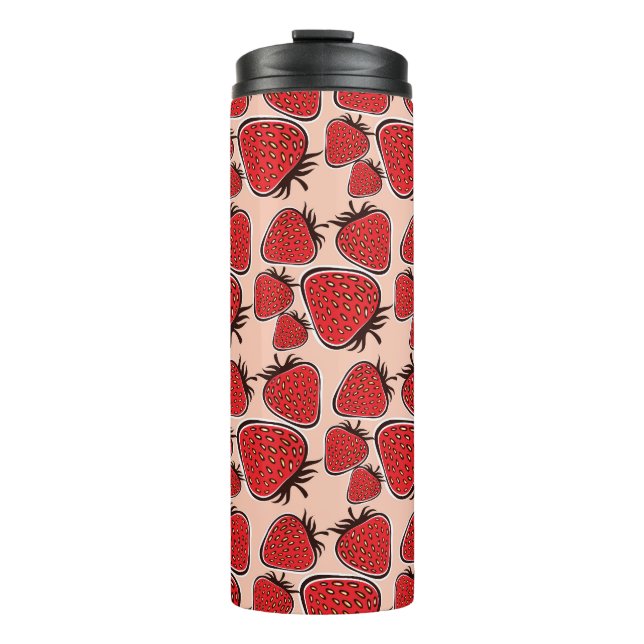 Strawberry Delight: Vintager Musterarm. Thermosbecher (Vorderseite)