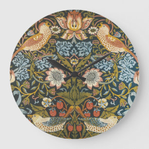 Strawberry Dives von William Morris, Vintag Art Große Wanduhr