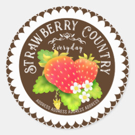 Strawberry Doilies Brown Runder Aufkleber