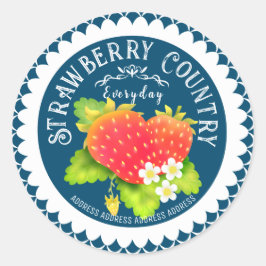 Strawberry Doilies Turquoise Runder Aufkleber