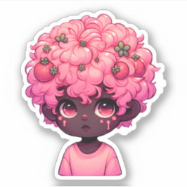 Strawberry Dream: Dunkle Haut Anime Boy mit dicker Aufkleber
