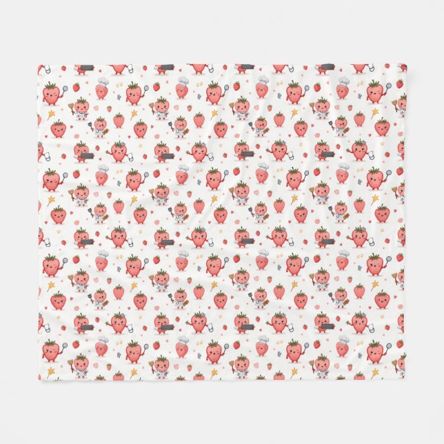 Strawberry Dream Fleece Blanket (Vorderseite (Horizontal))
