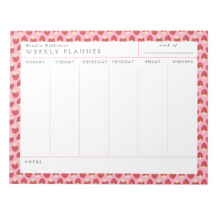 Strawberry Drehe Weekly Planner Notepad Notizblock