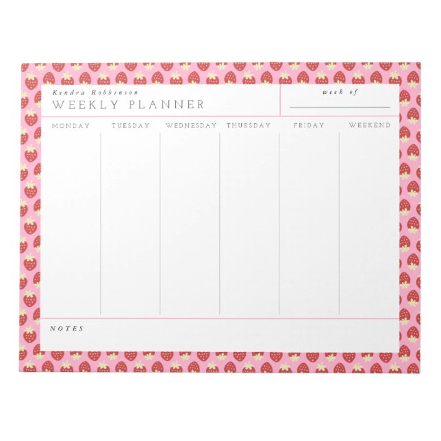 Strawberry Drehe Weekly Planner Notepad Notizblock (Vorderseite)