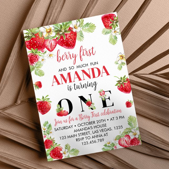 Strawberry Einladung zum ersten Geburtstag (Von Creator hochgeladen)