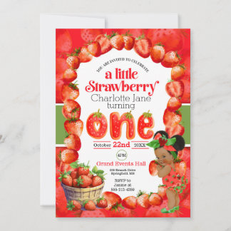 Strawberry Einladung zum ersten Geburtstag