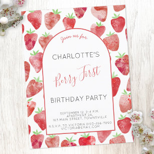 Strawberry Einladung zum Geburtstag Postkarte