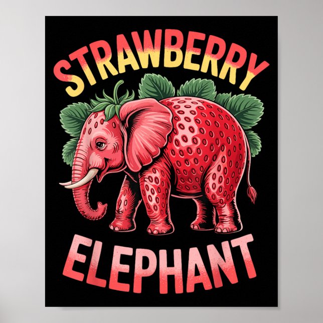Strawberry Elephant Cute Meme Kids Italian Brainro Poster (Vorne)