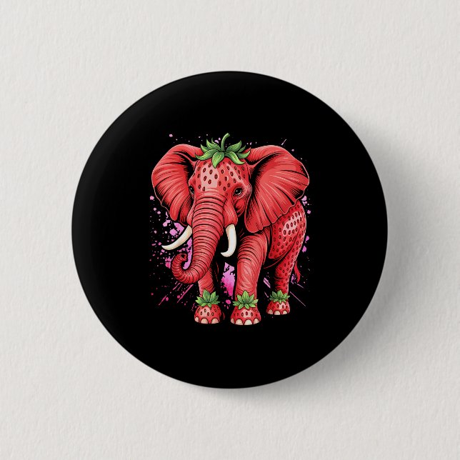 Strawberry Elephant Italian Brain Rot Meme Birthda Button (Vorderseite)
