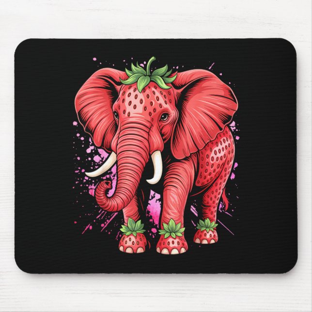 Strawberry Elephant Italian Brain Rot Meme Birthda Mousepad (Vorne)