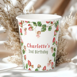 Strawberry enchanted fairy garden birthday  pappbecher