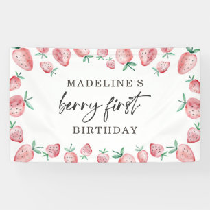 Strawberry Erster Geburtstag 1. Berry Sweet Hinter Banner