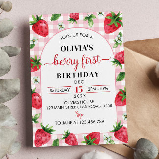 Strawberry Erster Geburtstag Einladung Berry Sweet
