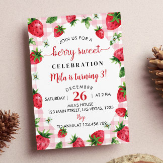Strawberry Erster Geburtstag Einladung Berry Sweet