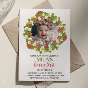 Strawberry Erster Geburtstag Einladung Berry Sweet