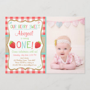 Strawberry Erster Geburtstag Einladung Sommer Part