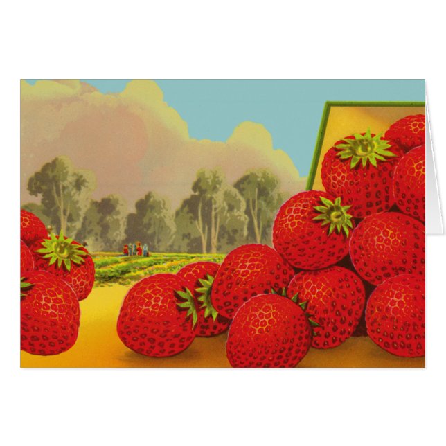 Strawberry Farm Vintag Fruchtkorb Art Blank Card (Vorderseite (Horizontal))