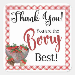 Strawberry Favor label, Schokolade Erdbeere Quadratischer Aufkleber