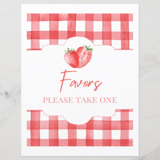 Strawberry Favor Sign | 8x10" Erdbeerzeichen (Vorderseite)