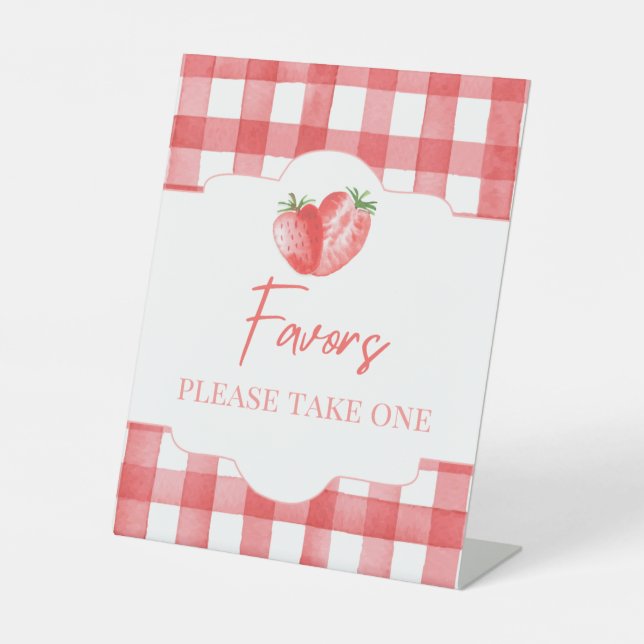 Strawberry Favor Sign | 8x10" Erdbeerzeichen Sockelschild (Vorderseite)