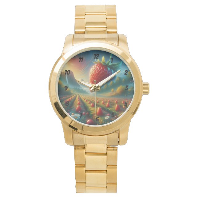 Strawberry Field of Dreams Armbanduhr (Vorderseite)