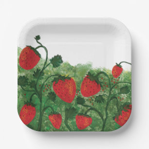 Strawberry Field Watercolor Illustration Pappteller