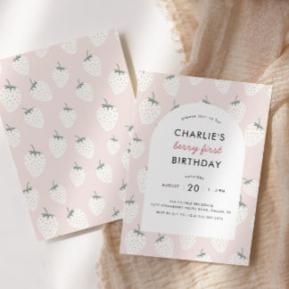 Strawberry Fields Berry First Birthday | Mädchen Einladung