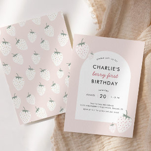 Strawberry Fields Berry First Birthday Mädchen Einladung