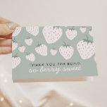 Strawberry Fields Berry Sweet Aquamarin Girl Dankeskarte<br><div class="desc">Diese unglaublich hübsche pastellfarbene aquamarine "berry sweet" Dankeschön-Karte ist farblich anpassbar und kann personalisiert für Ihre Babydusche oder Geburtstagsfeier passen!</div>