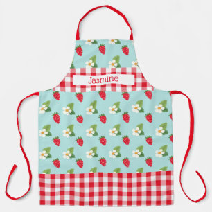 Strawberry Fields Red Gingham Karo Personalisiert Schürze