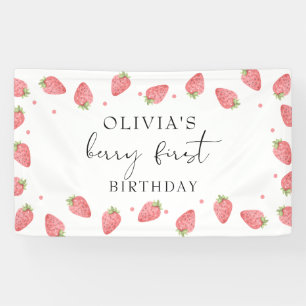 Strawberry First Birthday 1. Berry Sweet Banner