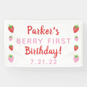 Strawberry First Birthday Banner Berry mit Datum